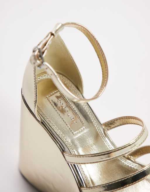 Topshop - Shaunagh - Sandales à semelle compensée style plateforme - Doré, 2 de 4