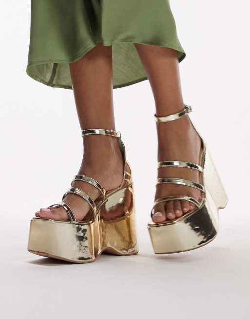 Topshop - Shaunagh - Sleehakken met hoge plateauzool in goud