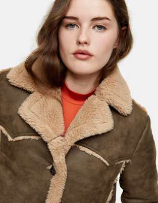 topshop leather shearling jacket