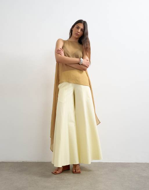 Topshop sheer cape detail top in mocha, 4 of 4