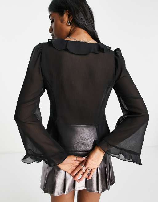 Topshop sheer hot sale black blouse