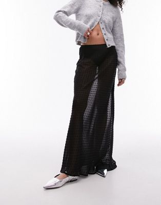 Topshop sheer dobby spot maxi skirt in black - ASOS Price Checker