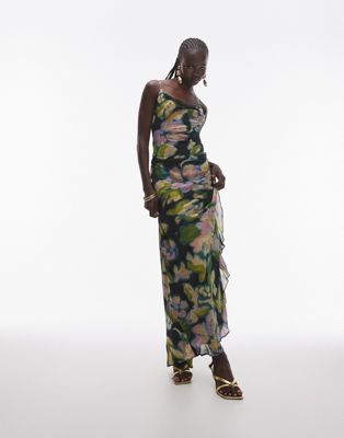 Topshop sheer drape midi dress in floral print | ASOS