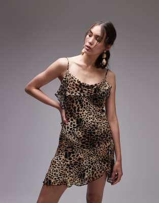 Topshop sheer drape mini dress in cheetah Sale