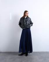 Topshop sheer full circle chiffon maxi skirt in navy