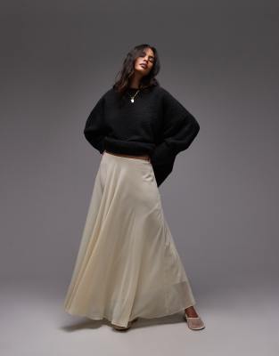 sheer full circle chiffon skirt in buttermilk-Yellow