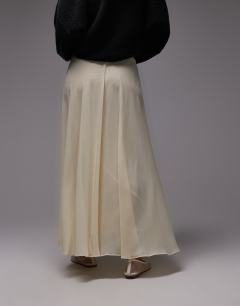 Model wearing Sheer full circle chiffon skirt in buttermilk