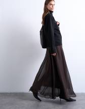 Topshop sheer full circle maxi skirt in chocolate
