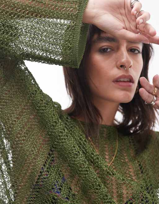 トップス andequal sheer pattern knit KHAKI 206590726-1-khaki?$n_750w$&wid