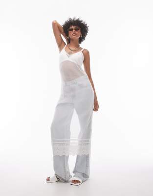 Topshop Sheer Lace Maxi Dress In Ivory-white