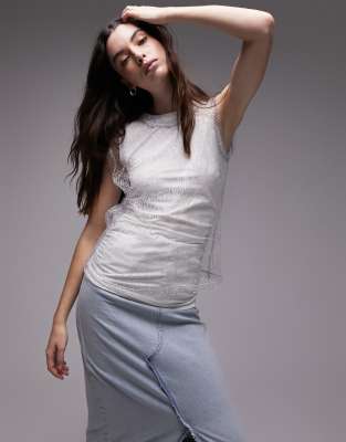 Topshop Sheer Layered Top In White In White