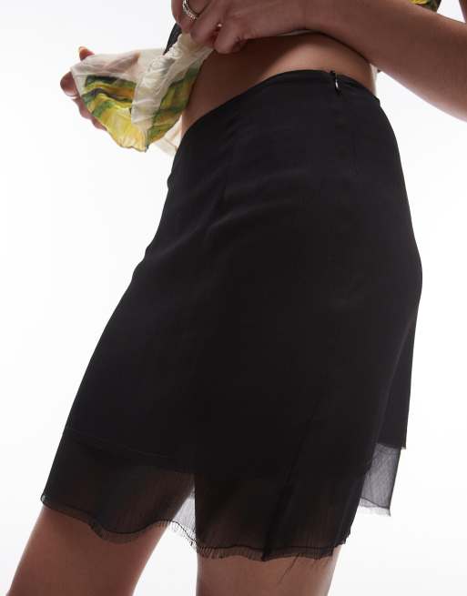Topshop sheer low rise mini skirt in black
