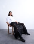 [Topshop] Topshop sheer maxi skirt with lace inserts in black 4 BLACK