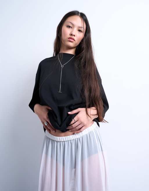 Topshop sheer maxi with lace inserts in ivory, 5 of 5