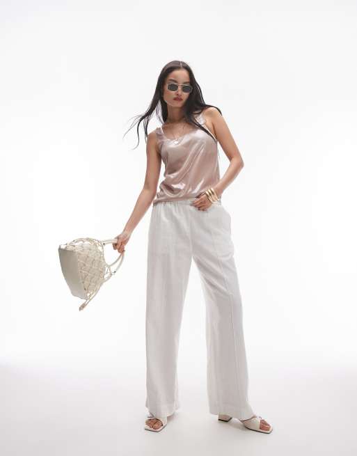 Topshop sheer metallic tank in dusty pink, 3 of 4