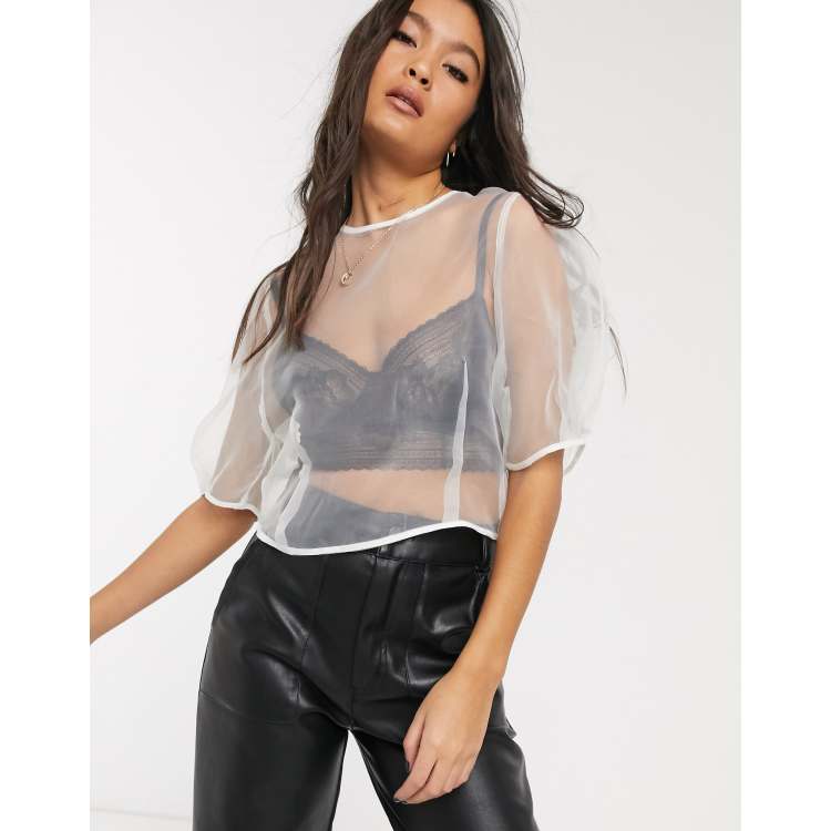 Enora Sheer Crop Top - Cream