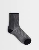 Topshop sheer ribbed sock in black