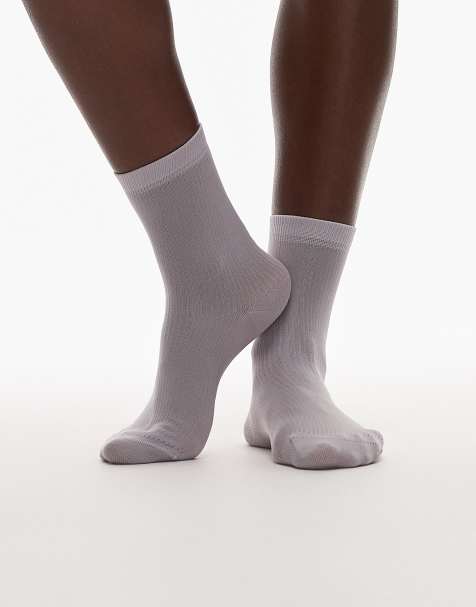Topshop sheer ribbed socks in lilac - view 1