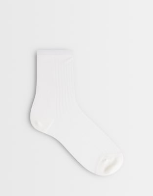 Topshop Sheer Ribbed Socks In White