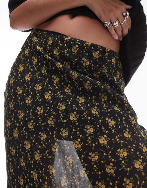 Mustard floral maxi skirt clearance