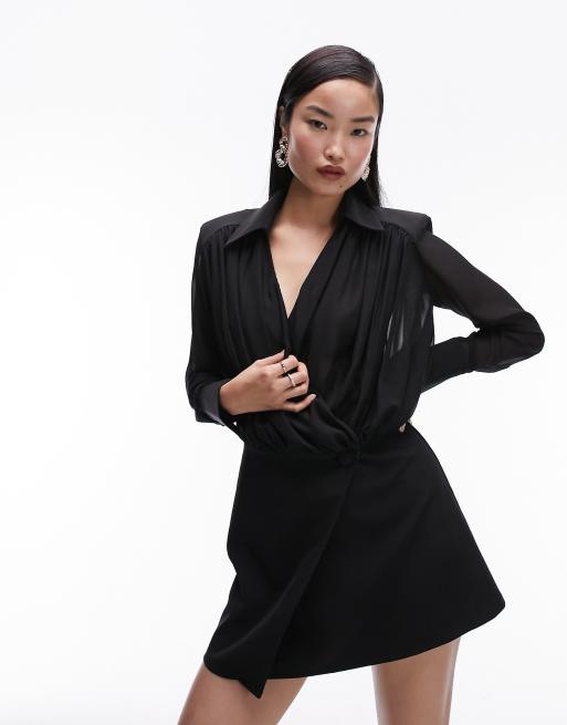 Zara black shop wrap dress