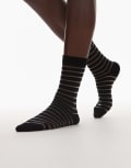 [Topshop] Topshop Sheer stripe socks in black One Size BLACK