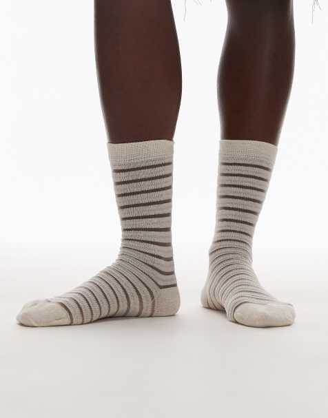 Topshop Sheer stripe socks in off white - view 1