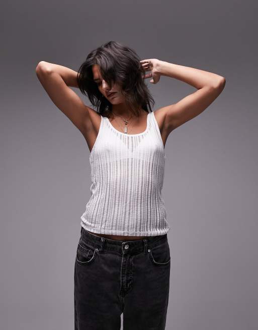 Womens sheer store tank tops