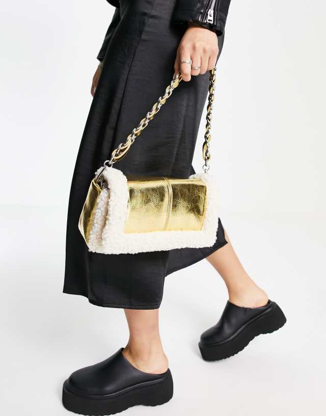 Topshop sheila borg bag in gold