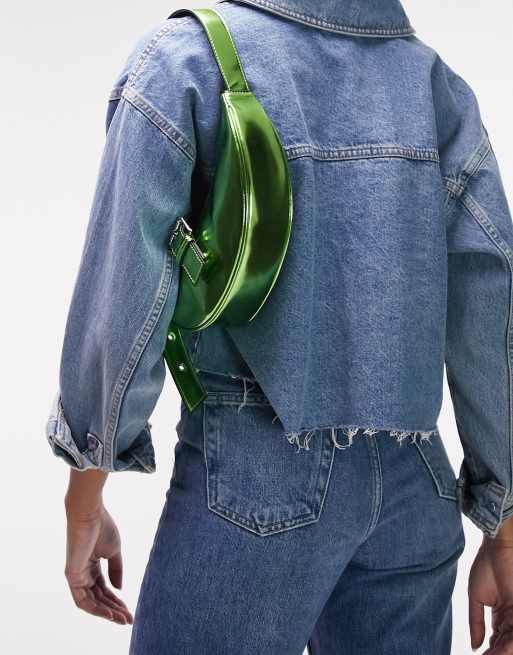 Topshop Shelby scoop buckle shoulder bag in green ASOS