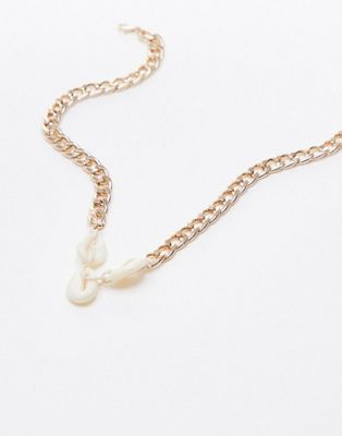 Topshop shell and chain necklace in gold