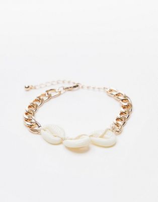 Topshop shell and chain wristwear in gold