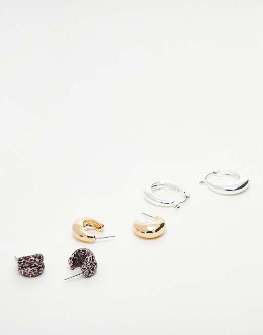 Topshop – Shell – Mixade creoler i metall, 3-pack