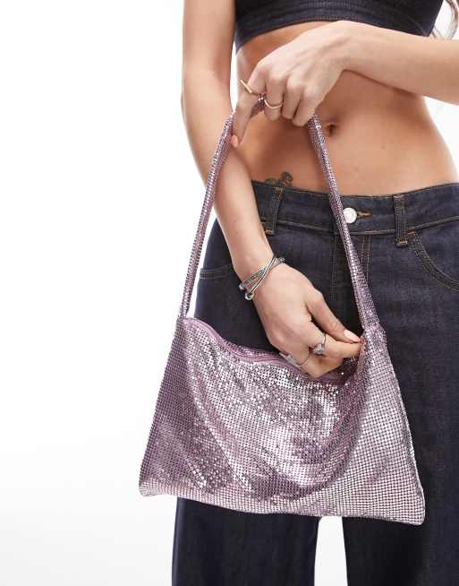 Topshop Shelli chainmail shoulder bag in lilac