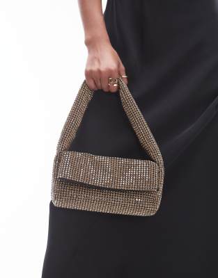 Shelly embellished shoulder bag in gold