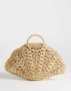 Shelly medium weave shell small grab bag in natural