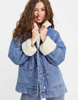 topshop denim sheepskin jacket