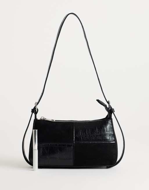 Topshop Sherry kleine Patchwork-Umhängetasche in Schwarz, 2 von 4