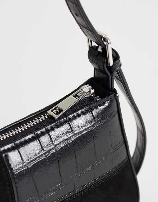 Topshop Sherry kleine Patchwork-Umhängetasche in Schwarz, 3 von 4
