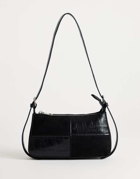 Topshop Sherry piccola borsa a spalla patchwork nera - view 1