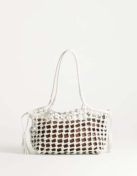 Topshop - Shia - Sac porté épaule tressé taille moyenne - Blanc cassé - view 1
