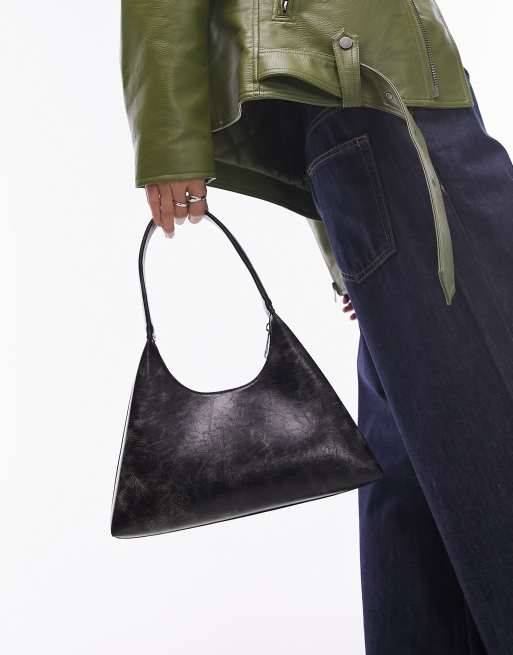 Topshop - Shia - Y2K schoudertas in distressed zwart, 2 van 4