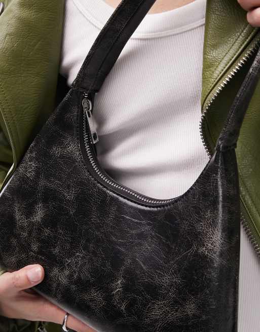 Topshop Shia Y2K shoulder bag in distressed black, 3 of 4