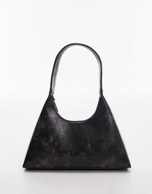 Topshop Shia Y2K shoulder bag in distressed black, 4 of 4