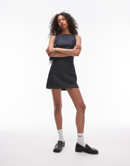 Topshop - Shift-denimkjole i indigoblå