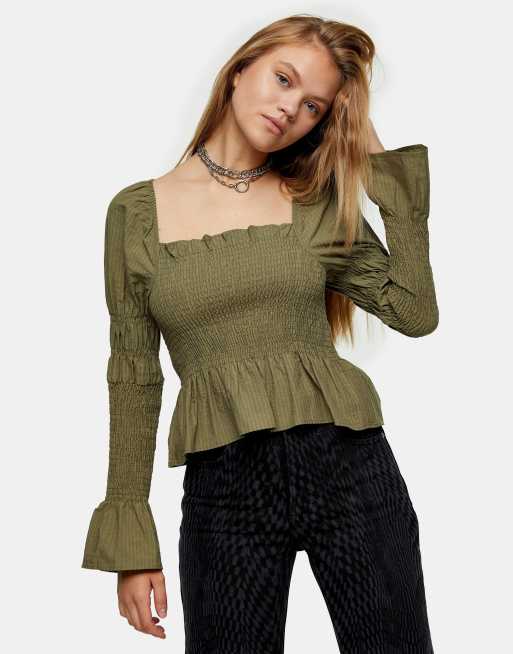 Shirred blouse hot sale