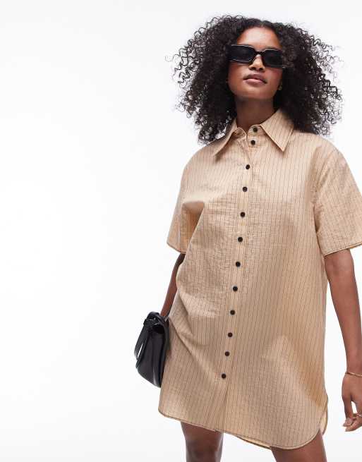 Tan button up dress online