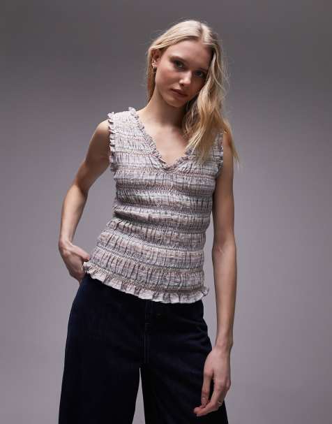 Topshop shirred multi wear top in  multi stripe - view 1