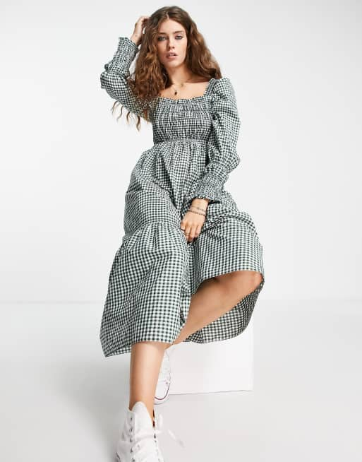 Topshop gingham midi on sale dress