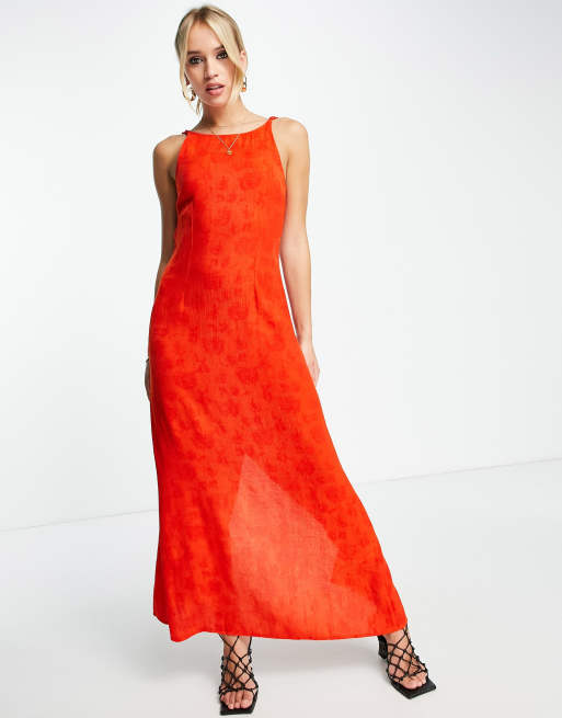 Topshop red long on sale dress